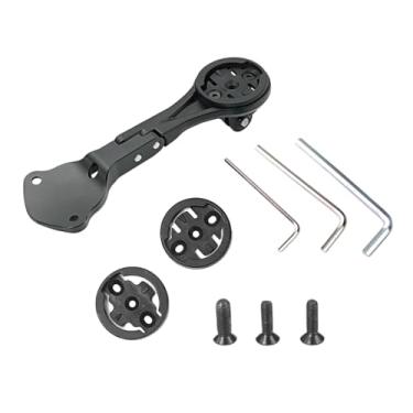 Imagem de NELboNs Suporte de guidão de comprimento duplo para bicicleta para Big Rock compatível com computadores Gar min/Wa hoo/Bry ton, câmera esportiva, design de alumínio de ajuste de ângulo (curto)