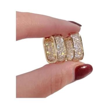 Imagem de Brincos De Argola Femininos Da Moda Com Zircônias Cúbicas Brilhantes, 
