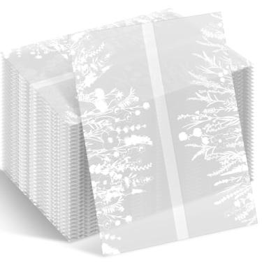 Imagem de Fullhawl 50 peças de jaquetas de velino de casamento a granel para convites de papel 12 x 18 cm, kit de acessórios para convites de casamento, envelope para chá de panela, chá de bebê, aniversário