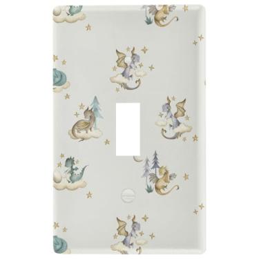 Imagem de Pfrewn Dragão Baby Aquarela Interruptor de Luz Interruptor de Parede Placa Elétrica Tamanho 1 Gang 7,4 cm x 11,7 cm Cozinha Sala de Estar Quarto Decoração de Banheiro