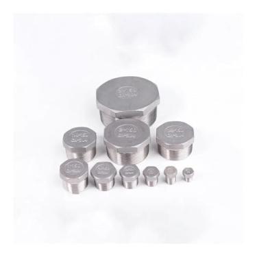 Imagem de 1/10.2 cm 3/20.3 cm 1/5.1 cm 3/10.2 cm 2.5 cm 1-1/10.2 cm 1-1/5.1 cm 5.1 cm BSPT Tampão de extremidade de cabeça sextavada macho 304 encaixe de tubulação de água óleo a gás (1-1/10.2 cm)