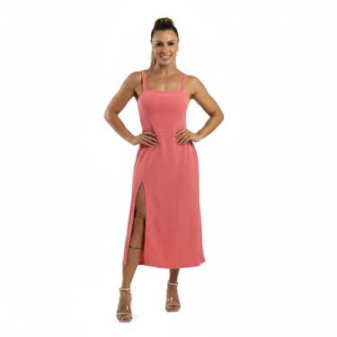 Imagem de Vestido Midi Moda Evangélica Com Fenda Discreta E Lastex - NoBrand, Co