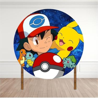 Imagem de Painel Redondo Lona Fosca 1,20M- Tema Ash E Pikachu