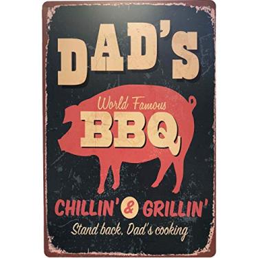 Imagem de Pôster vintage com placa de churrasco para bar e restaurante da SUDAGEN Dad's BBQ, decoração de parede para casa, caverna masculina, 30,48 x 20,32 cm, Antiguidade, Dad's Bbq