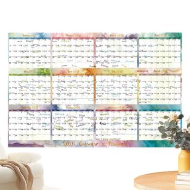 Imagem de Calendário de parede apagável a seco 2026 | Agenda apagável a seco - Calendário de parede anual grande anual de 12 meses | janeiro a dezembro de 2026 para casa, sala de estar, escola, sala de aula