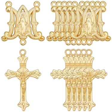Imagem de SUNNYCLUE 1 caixa, 20 peças, pingente de cruz de rosário, pingentes de crucifixo dourado, estilo tibetano, lustre, ligações, cruzes, pingentes, para fazer joias, colar, pulseira, rosários, mulheres
