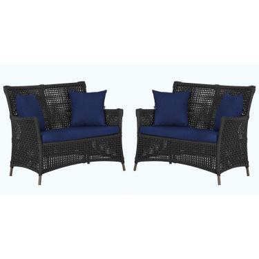 Imagem de 2 Sofás área Externa Igapó Alumínio Marrom Corda Náutica E10 Preto