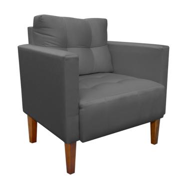 Imagem de Poltrona Sala Decorativa Livia Pé Madeira Castanho Suede Grafite M11 - D'Rossi