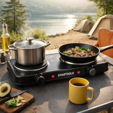 Imagem de Fogareiro Elétrico Portátil Startools 1 ou 2 Bocas 1000W 2000W 127V ou