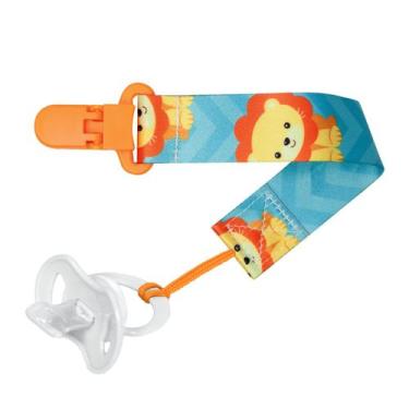 Imagem de Prendedor chupetas buba com cordão fun divertido - leao