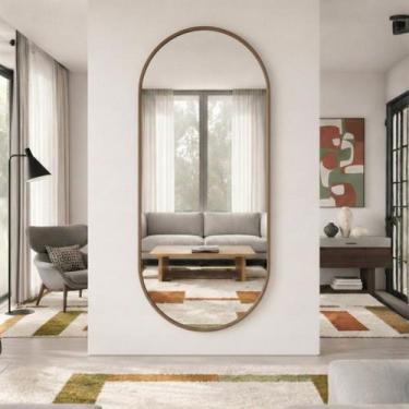 Imagem de Espelho Oval Grande Corpo Inteiro com Moldura 170x70 Decoração Elegant
