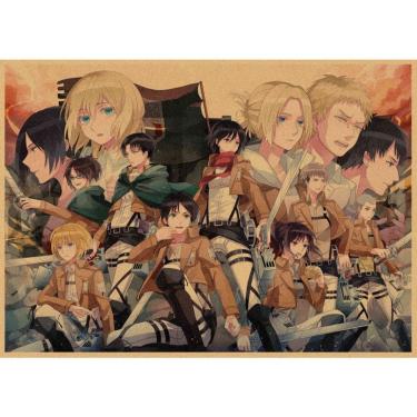 Imagem de Pintura em pôster Attack on Titan Vintage Anime Art
