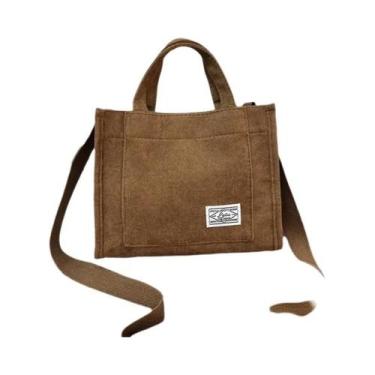 Imagem de Bolsa Transversal De Corduroy Para Mulheres, Bolsa Casual Quadrada, Or