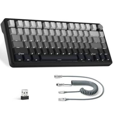 Imagem de ATTACK SHARK X85 Teclado Mecânico Sem Fio de Jogo com Botão Trocável Quente BT/2.4GHz/USB-C Side Print PBT Keycaps 75% Teclado de Junta RGB Cabo Bobinado Linear Branco Jade Switch para PC/MAC/Win