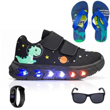 Imagem de Kit Tênis Infantil Led Meninos + Chinelo + Relógio + Óculos-Masculino