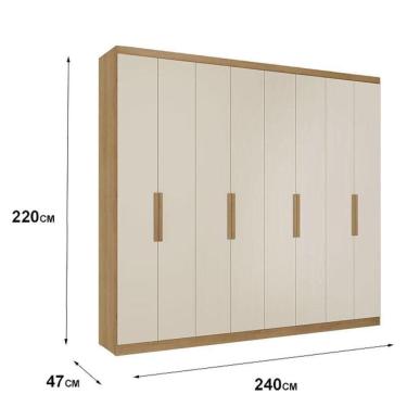 Imagem de Guarda Roupa Casal Milan 8 Portas Capuccino Off White Acetinado E Cabeceira Formosa Glass Capuccino - Thb