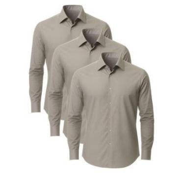 Imagem de Kit 3 Camisas Social Masculina Manga Longa Crocker-Masculino