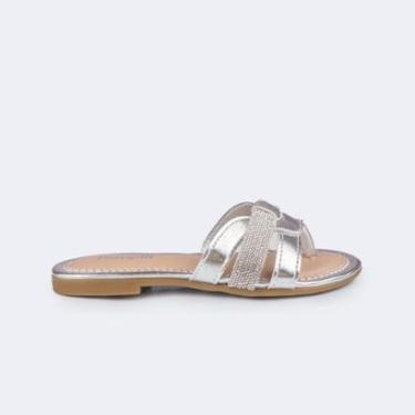 Imagem de Sandália Infantil Menina Pampili Cherrie Com Strass Prata-Feminino