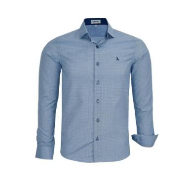 Imagem de Camisa Social Amil Masculina Micro Xadrez Sem Bolso Manga Longa Elegan