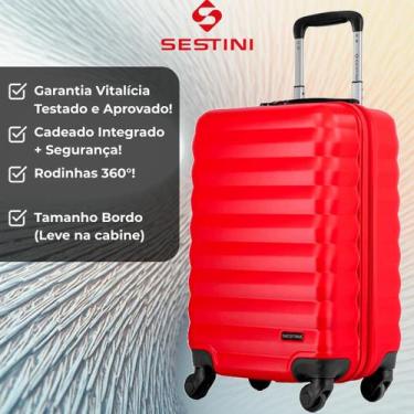 Imagem de Mala de Viagem Bordo 10kg em ABS Espaçosa Original Sestini com Garanti