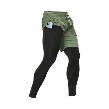 Imagem de Calças De Treino Masculinas 2 Em 1 Para Corrida, Academia E Fitness - 