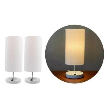 Imagem de Kit 2 Abajur Luminárias De Mesa Redondo Com Interruptor aluminio e Biv