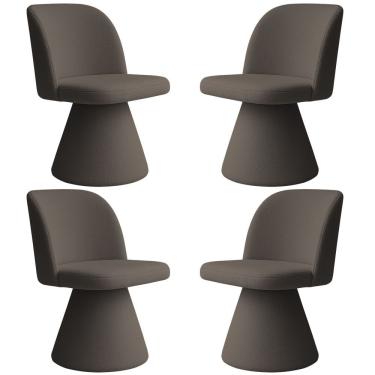 Imagem de Kit 04 Cadeiras De Jantar Giratória Liz Bouclé Marrom - Nexta Casa