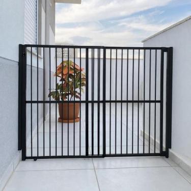 Imagem de Portão de segurança - Alumínio - 100 cm x 083 a 150 cm - Preto - Reall