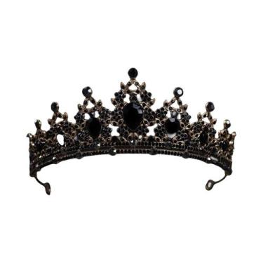 Imagem de Tiara Vintage Preta Com Cristais E Strass Para Mulheres, Acessórios De