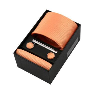 Imagem de Conjunto De Gravata Masculina De Luxo Em Cor Sólida Com Lenço De Bolso