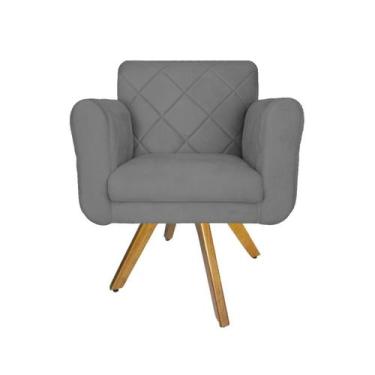Imagem de Poltrona Estofada Com Base Giratória De Madeira Salão Isabella Suede C
