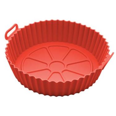 Imagem de Forma Redonda Lyor de Silicone para Air Fryer Vermelha