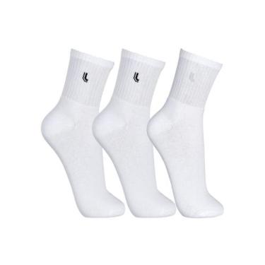 Imagem de Kit 3 Meias Cano Médio Lupo  - Branco - 03248  Pau a Pique, Branco, G