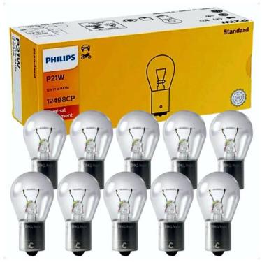 Imagem de Caixa 10 Lâmpadas Original Philips Luz Freio Ré Seta 1 Polo 21w 12v
