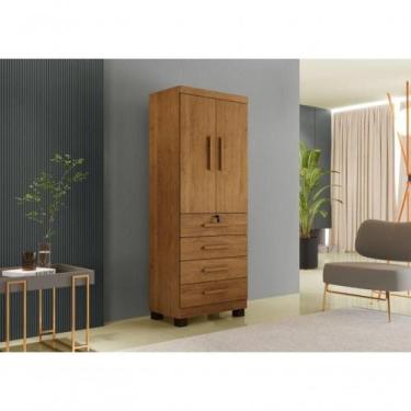 Imagem de Guarda Roupa Roupeiro New Maia 2 Portas de Bater 4 Gavetas Branco Cina