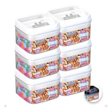 Imagem de Kit Com 6 Potes Porta Mantimento Cozinha Hermético Transparente 400ml 