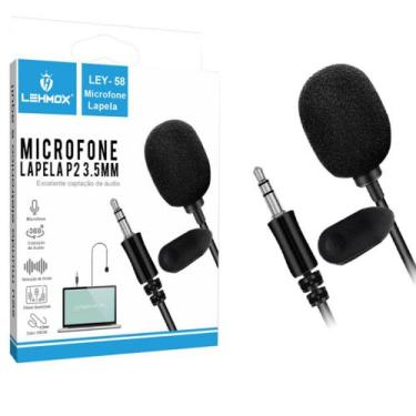 Imagem de Microfone de lapela entrada p2 3.5mm lehmox