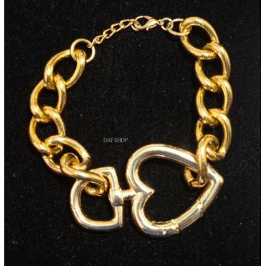 Imagem de Pulseira feminina coração mosqueta dourado ajustável - DAF