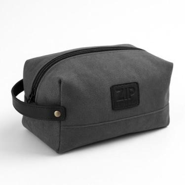 Imagem de Necessaire Canvas e Couro Small Zup, Cinza