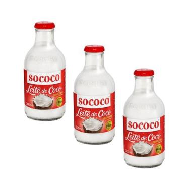 Imagem de Leite de Coco Tradicional Sococo Vidro 200ml - Kit com 3