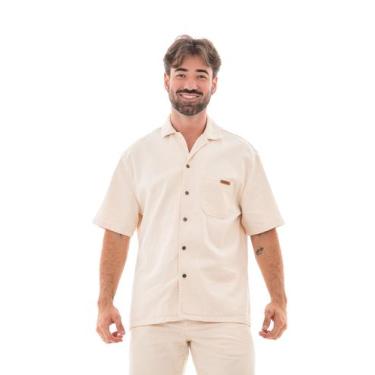 Imagem de Camisa Jeans Masculina Arauto Oversized Natural, Bege, G1