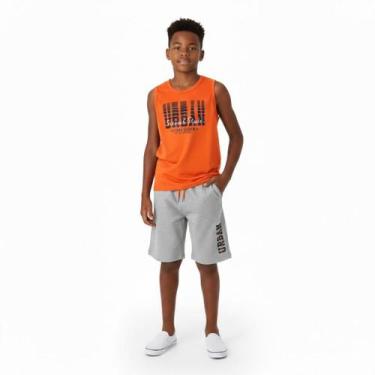 Imagem de Conjunto Juvenil Menino Regata Estampada Arrumadinhos, Laranja, 14