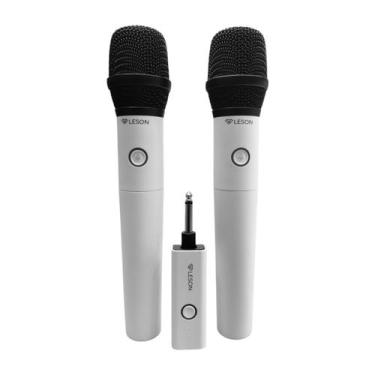 Imagem de Microfone Duplo de Mão Sem Fio AR200 Branco - LESON