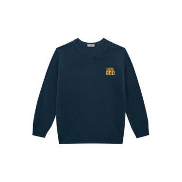 Imagem de Blusa De Frio Em Trico Algodão Lucboo Azul Marinho Para Dias de Invern