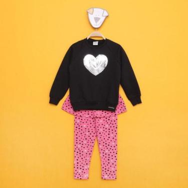 Imagem de Conjunto Moletom Bebê Marlan Blusa E Legging Coração Feminino
