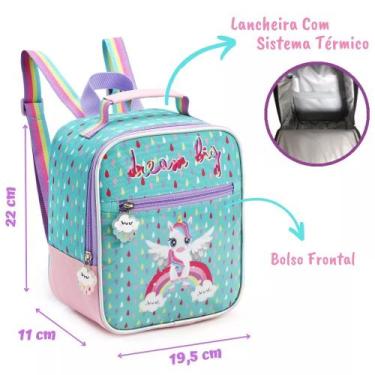 Imagem de Lancheira Térmica Infantil DREAM BIG Unicórnio Denlex, Verde