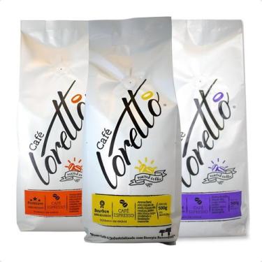 Imagem de Kit 3 Cafés Arábica em Grãos Bourbon Gourmet Premium Loretto 1,5 Kg