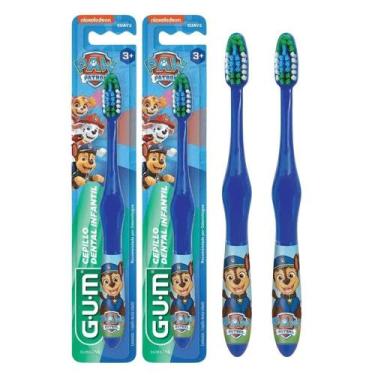 Imagem de Kit Escova de Dente Infantil Gum Patrulha Canina Cerdas Macias Azul 2 
