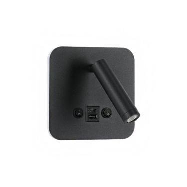 Imagem de Arandela LED Dalo Quadrada com USB e USB-C 3000K Preto Bivolt Astraled