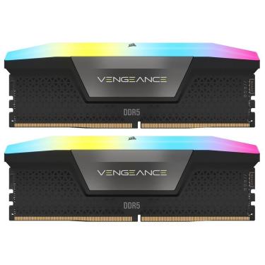 Imagem de Memória RAM Corsair Vengeance RGB DDR5 96GB 2x48GB 6600MHz CAS 32 Preto CMH96GX5M2B6600C32